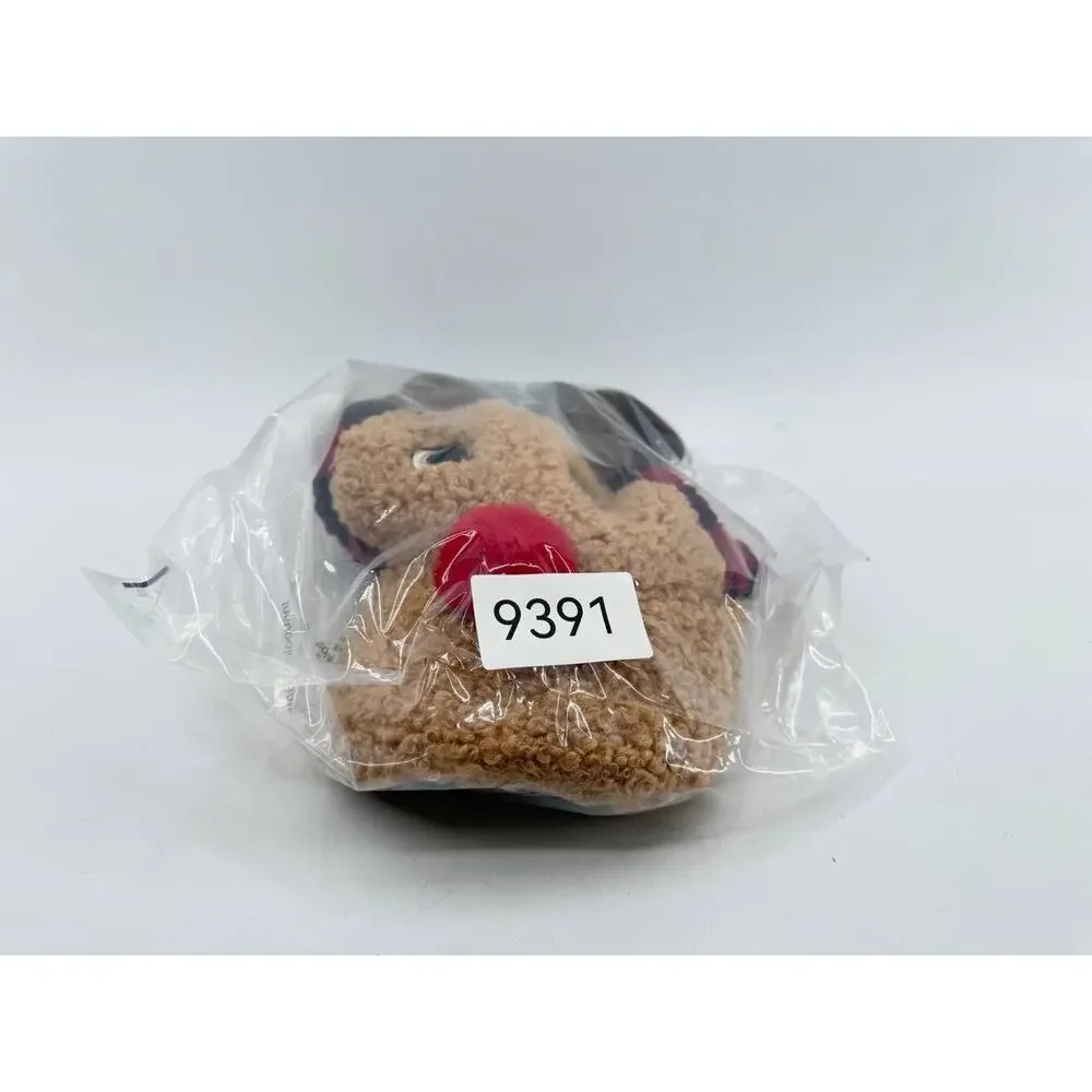 Reindeer Christmas Plush Hat One Size Holiday Time Brown Red Adult